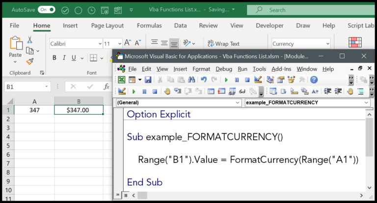 VBA FormatCurrency Function: Easy Formatting for Currency Values