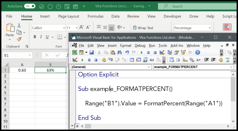 VBA FormatPercent Function: Easy Percentage Formatting in Excel
