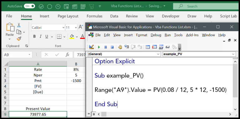 VBA PV Function: Calculating Present Value in Excel Like a Pro